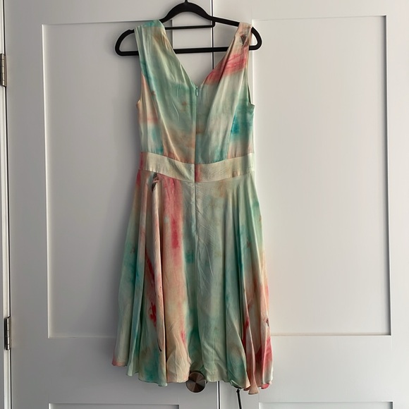 Christian Siriano Watercolor Silk Watercolor Cowl Neck Dress - Picture 4 of 6